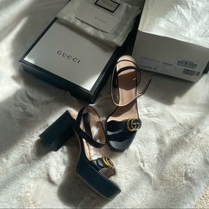Gucci Marmont GG Leather Platform Sandals NWT